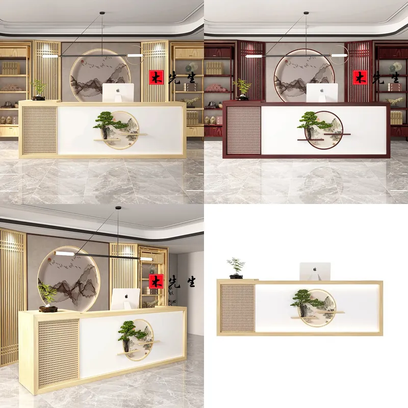 Spa Wellness Hotel - Solid Wood Reception Desk New Chinese